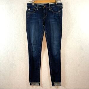 AG Ag-ed Denim‎ Legging Ankle Super Skinny Sz 27R Dark Wash Raw Hem